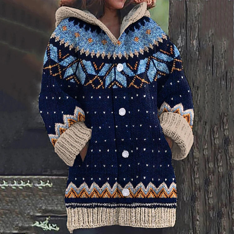Angeline - Manteau chaud en laine tricotée