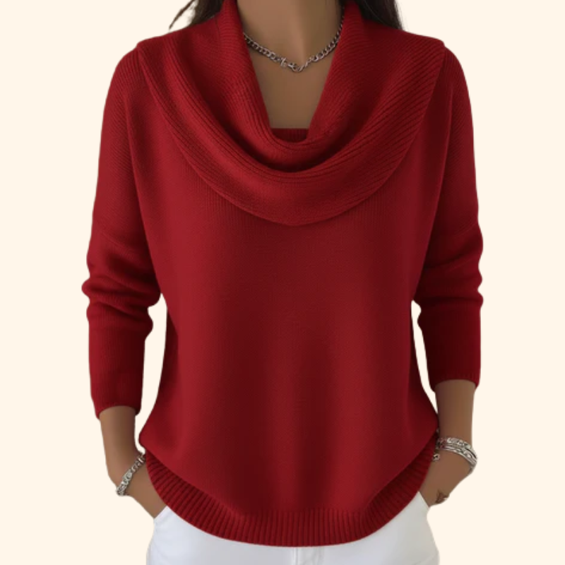 Elarina - Pull à Col Drapé pour Femme