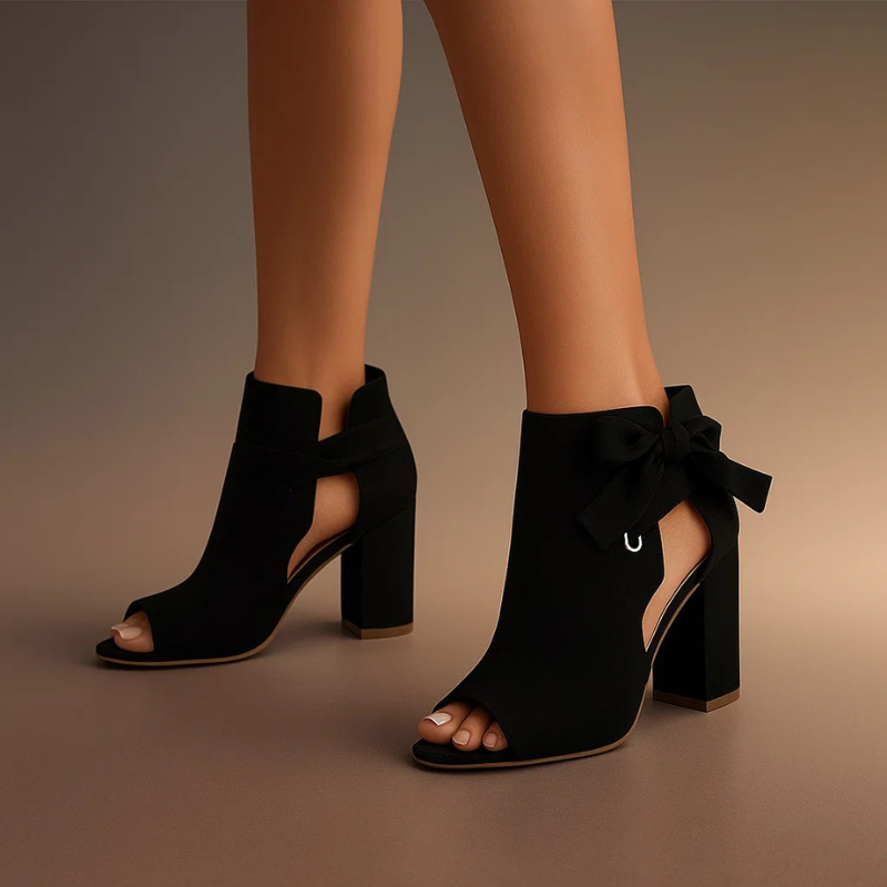 Ophalyra - Sandales à Talons Carrés avec Nœud Élégant et Bout Ouvert