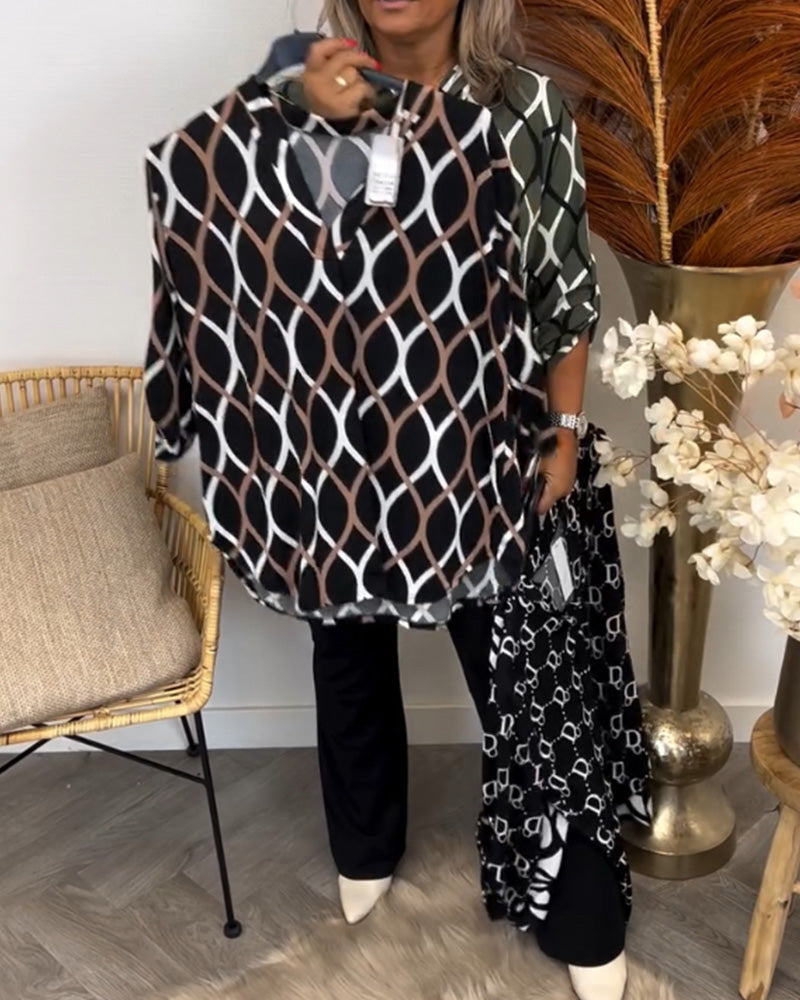 Florina - Blouse Décontractée à Manches Longues et Motif Élégant