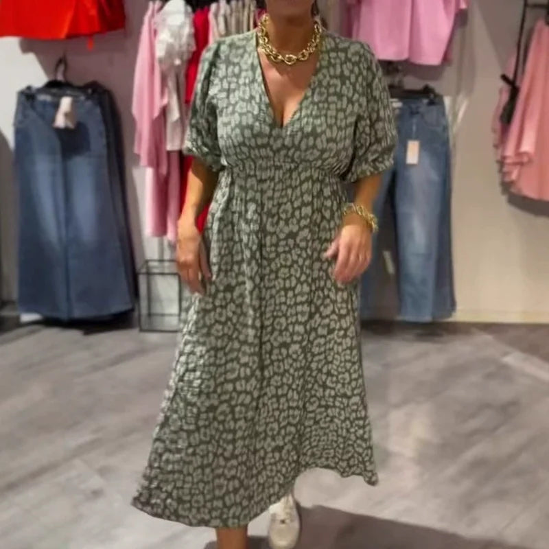 Cenovia - Robe Imprimée Femme à Décolleté V Élégant