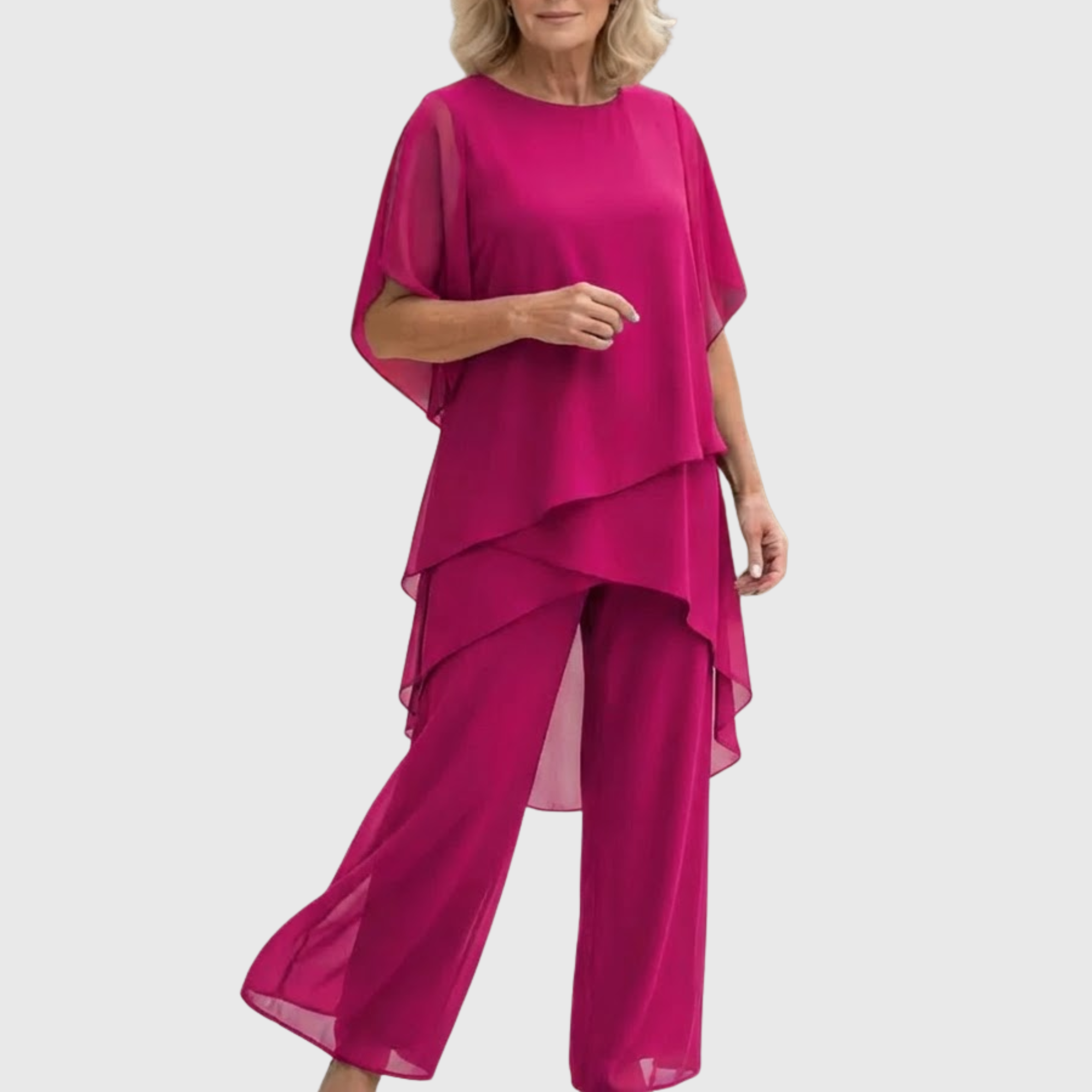 Fosira - Ensemble Femme Élégant Drapé Pantalon Palazzo Fluide
