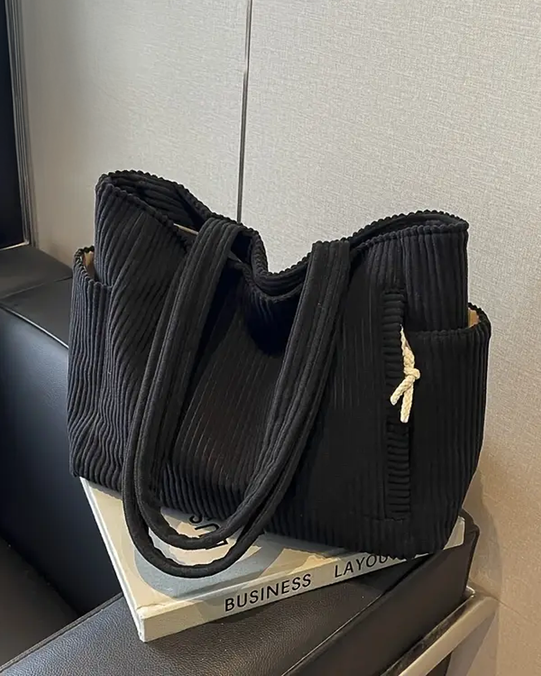 Gisara - Sac fourre-tout côtelé avec détail en corde