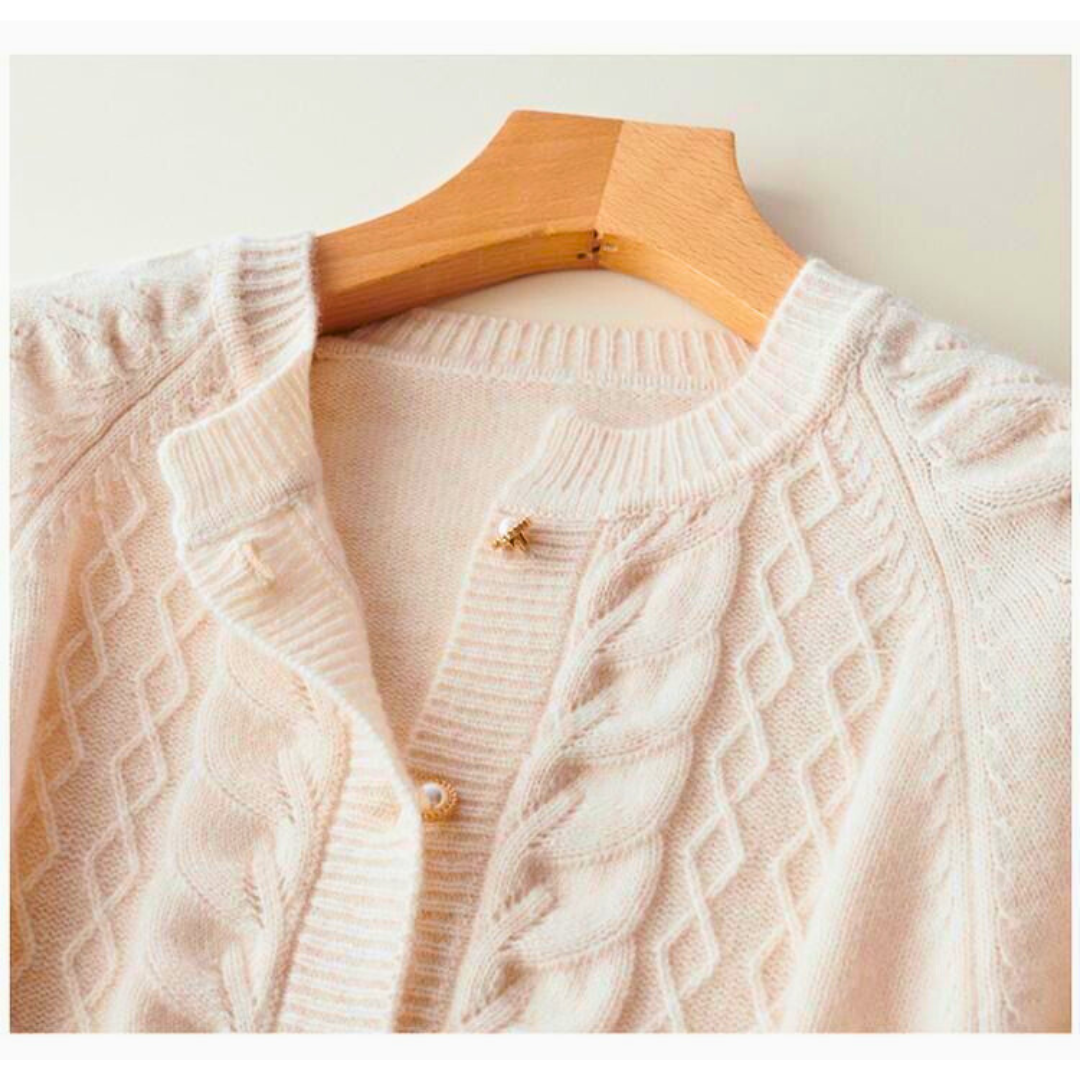 Alexandrine - Gilet en Laine à Col Rond pour Femme