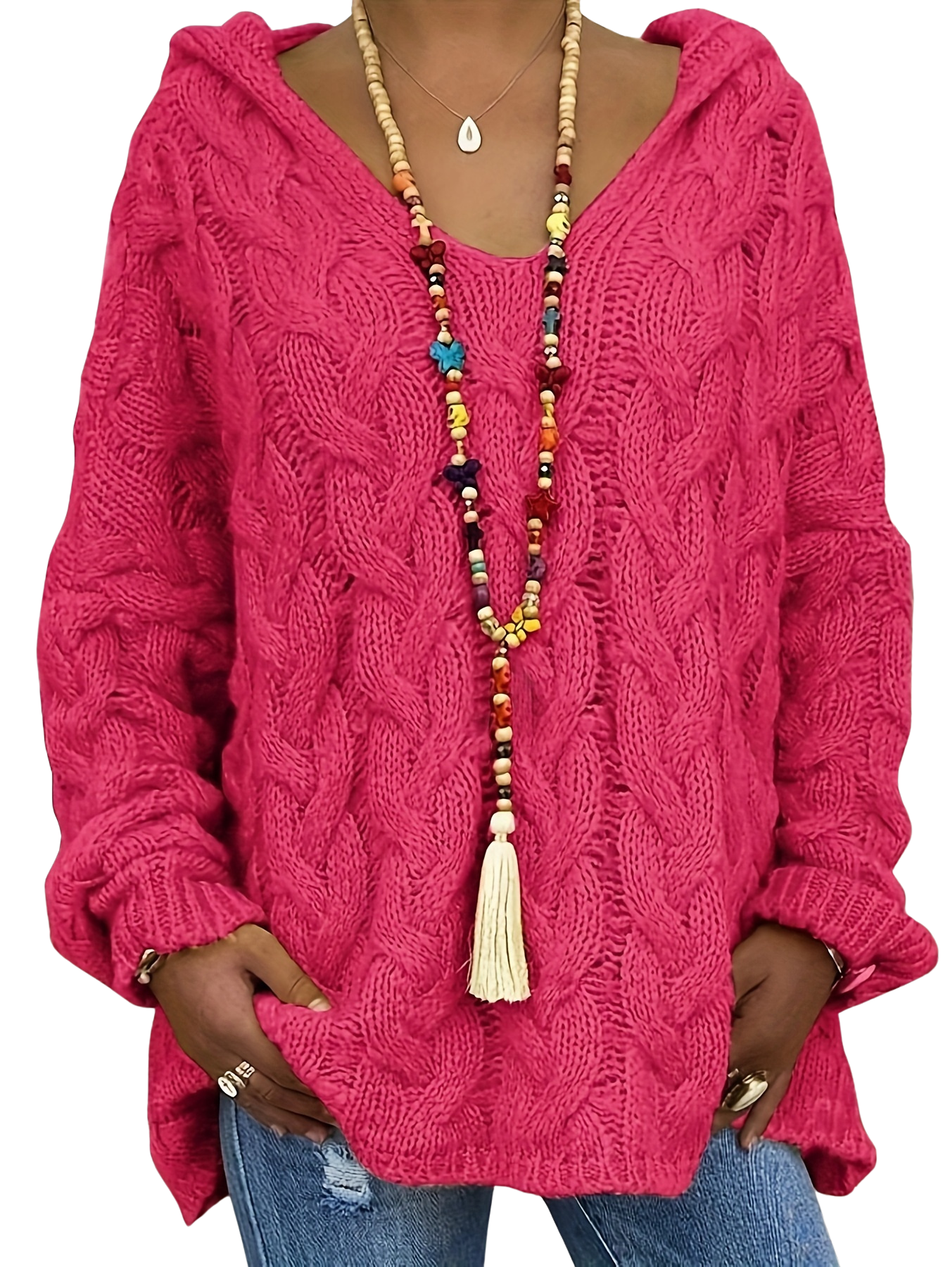 Oralivanne - Pull Élégant Texturé à Encolure V