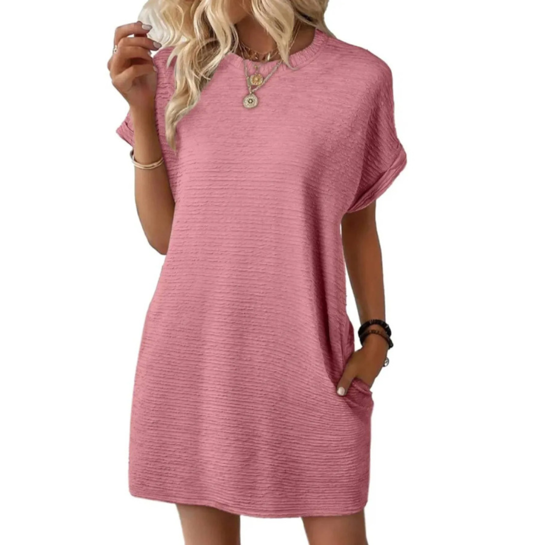 Aurellia - Robe d’été femme à col rond et coupe décontractée