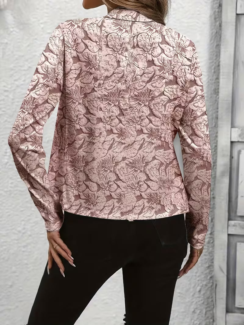 Mylène - Blazer femme floral à col structuré et manches longues
