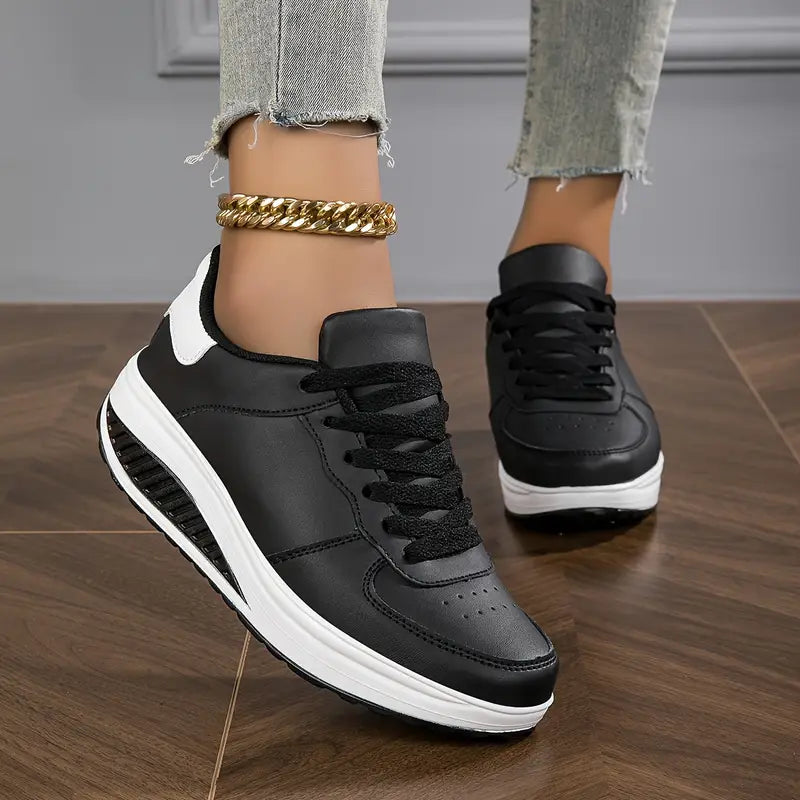 Brelina - Baskets femme plateforme lacets cuir synthétique confort quotidien
