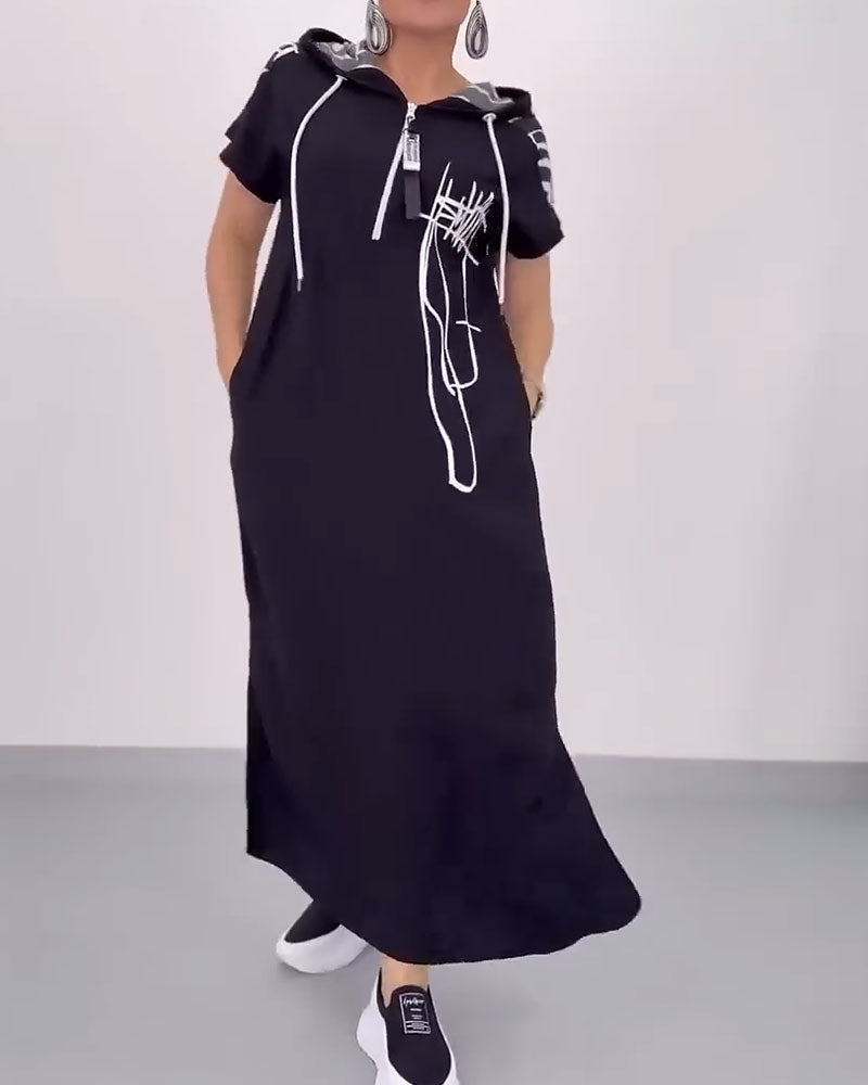 Ilana - Robe Maxi à Contrastes et Fermeture Éclair