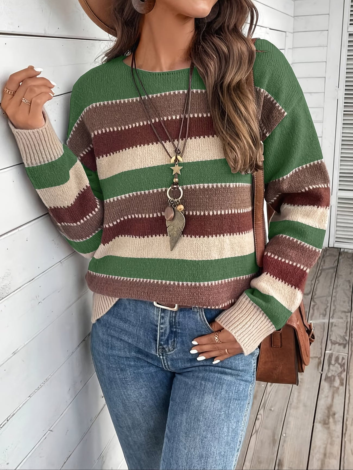 Lucette - Pull femme rayé en maille à manches longues