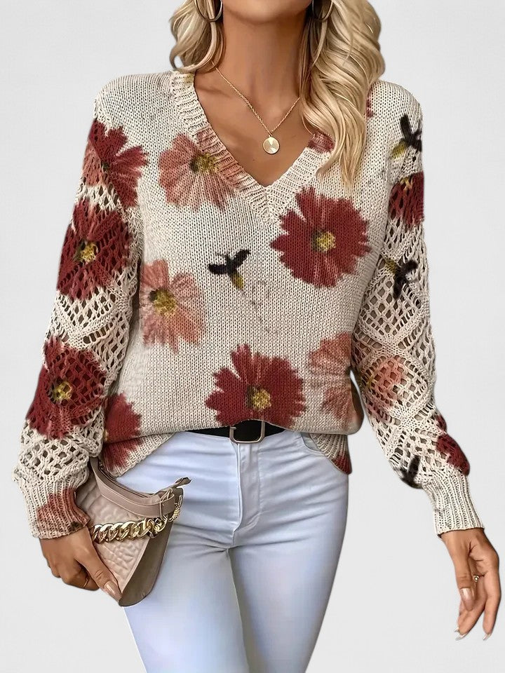 Marisavina -  Pull Floral Vintage Élégant