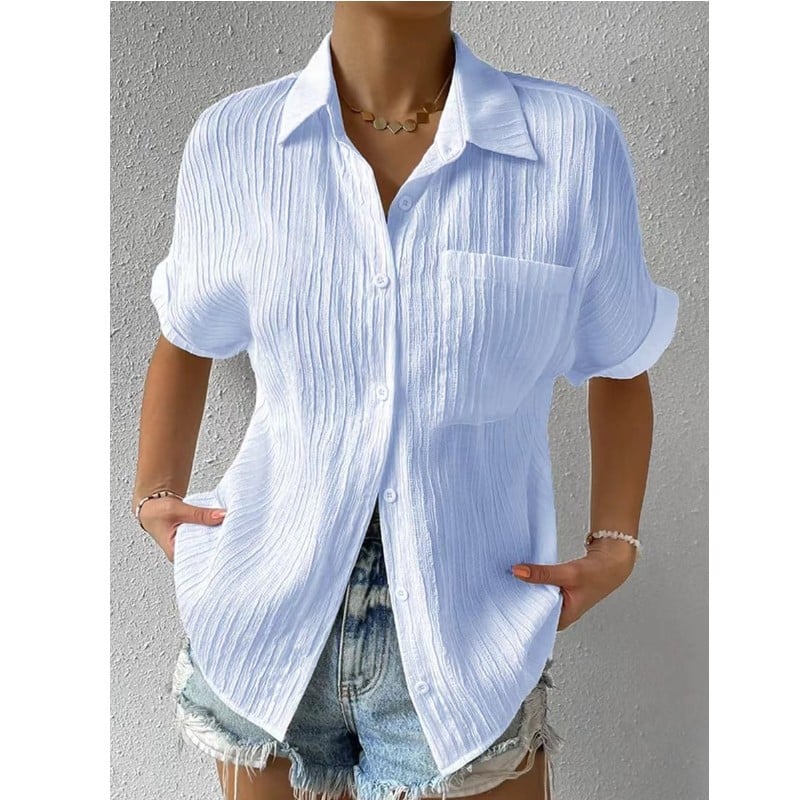 Plyora - Chemisier Femme Ample Boutonné Col Classique Style Casual