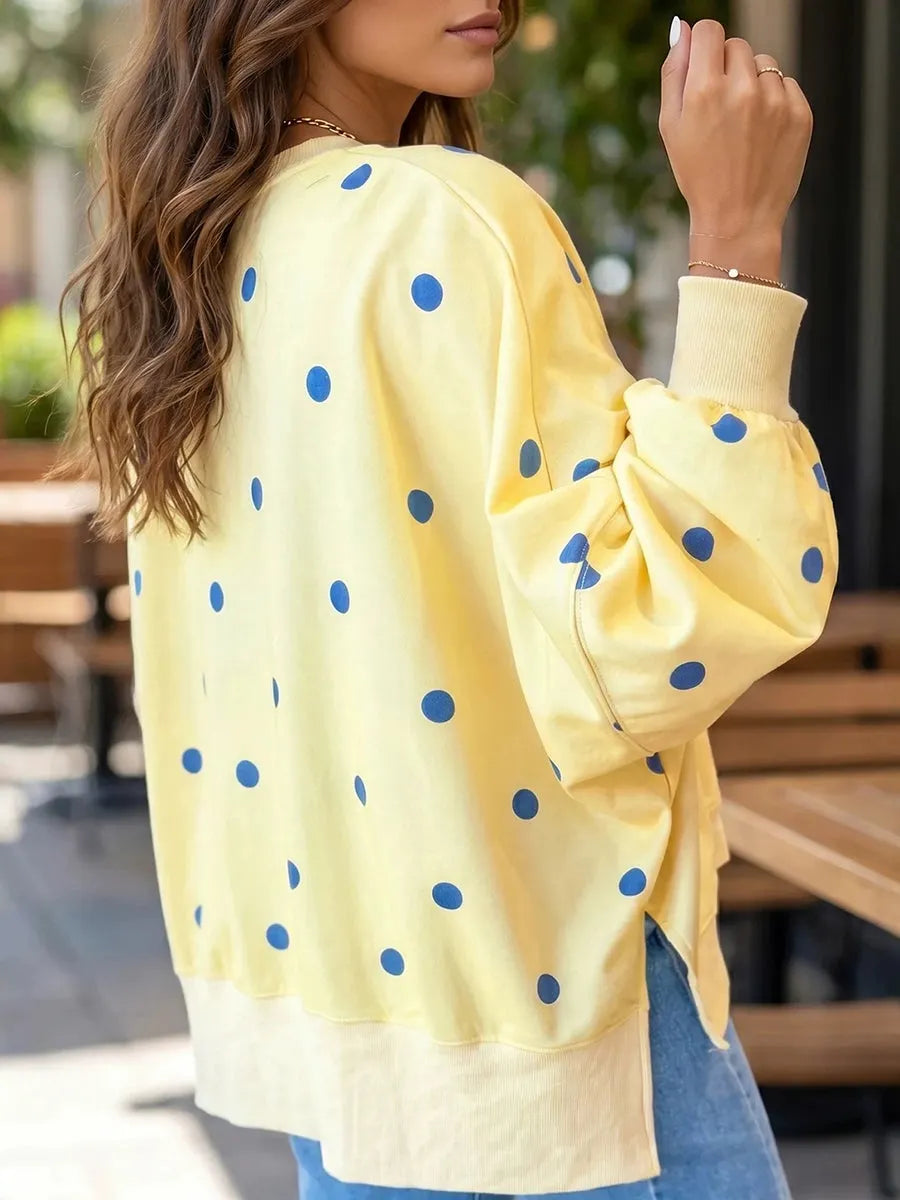 Laëtitia - Sweat femme à pois avec coupe ample décontractée