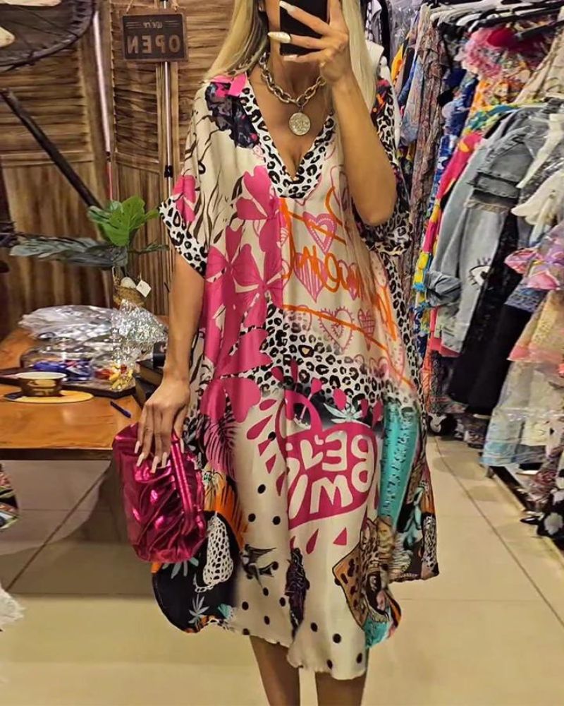 Jovena - Robe décontractée avec imprimé léopard coloré