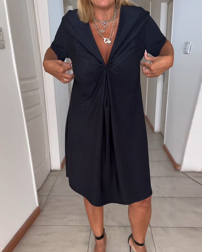 Julieta - Robe à manches courtes torsadée avec décolleté en V