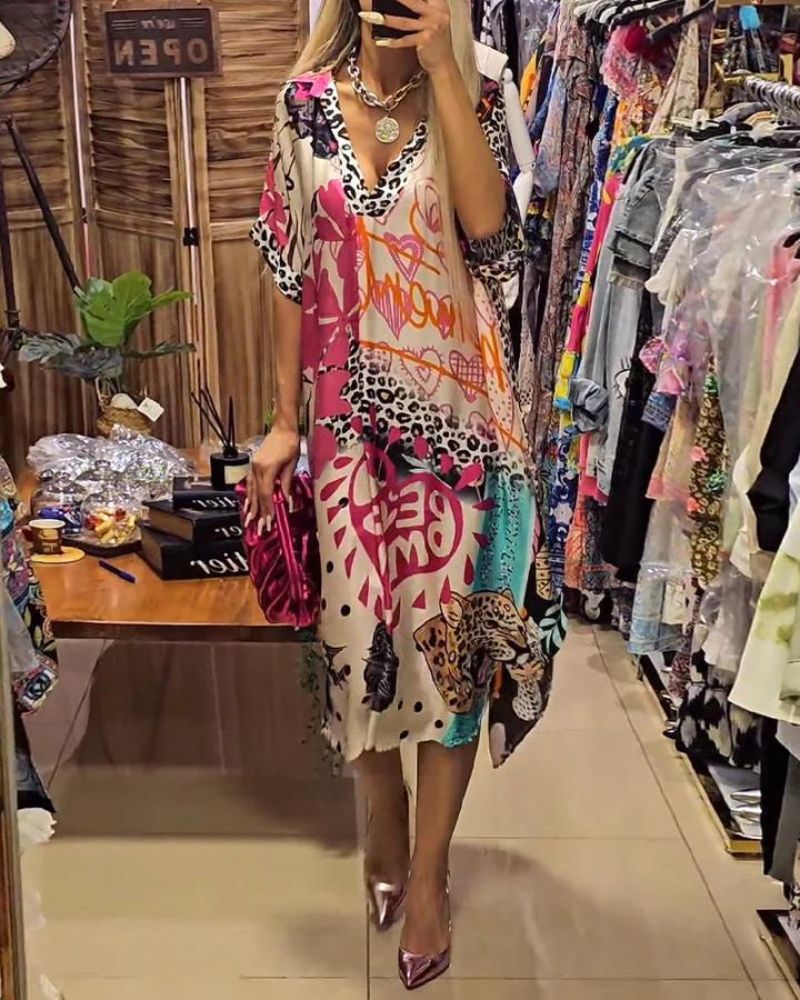 Jovena - Robe décontractée avec imprimé léopard coloré