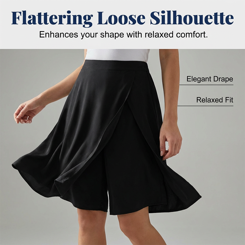 Mirevyn - Robe décontractée femme taille élastique short jupe asymétrique