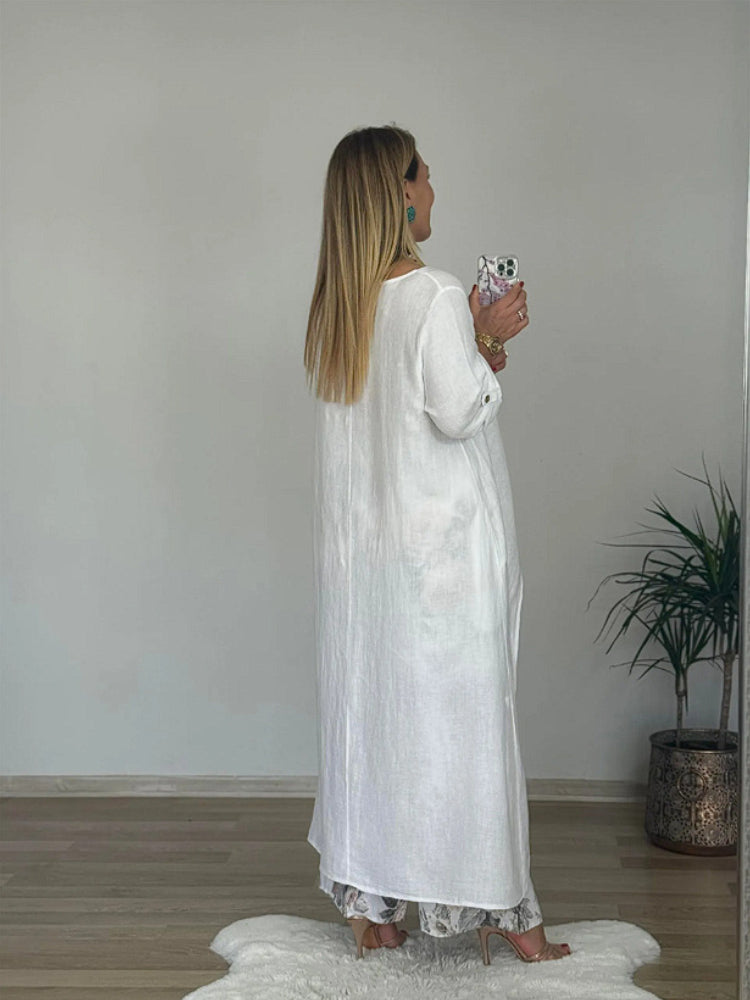 Ulina - Ensemble Décontracté avec Top Irrégulier et Pantalon à Jambes Larges