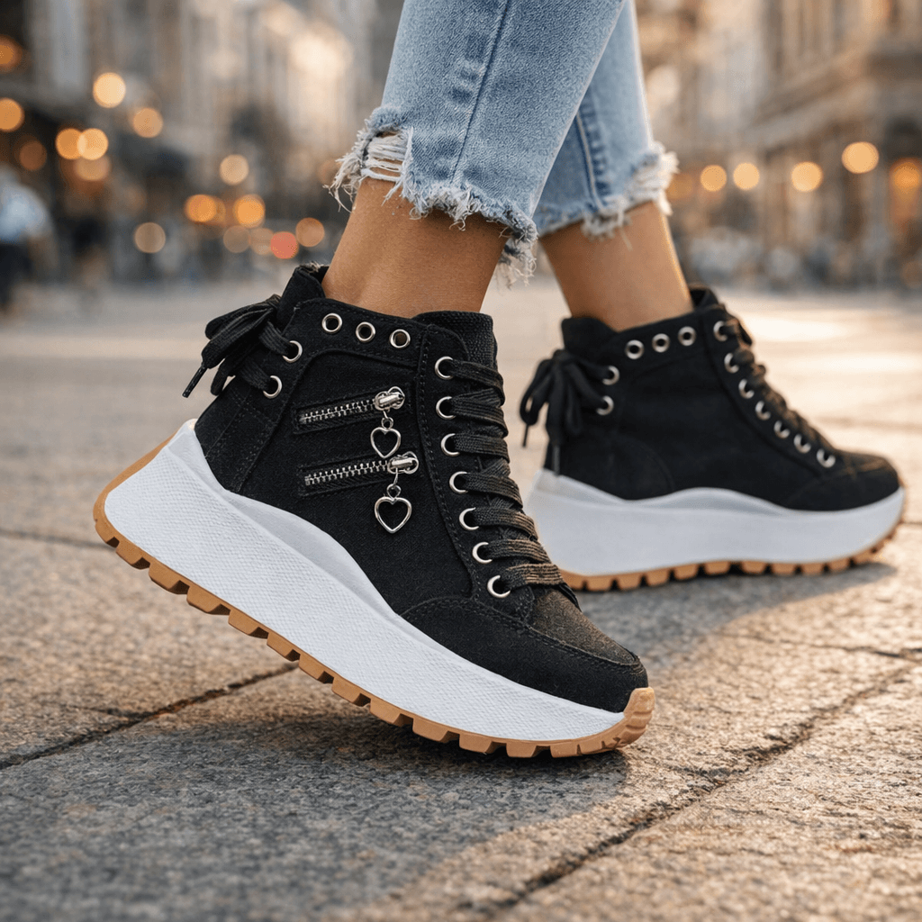 Jasmyra - Baskets plateforme femme denim bleu style chunky moderne