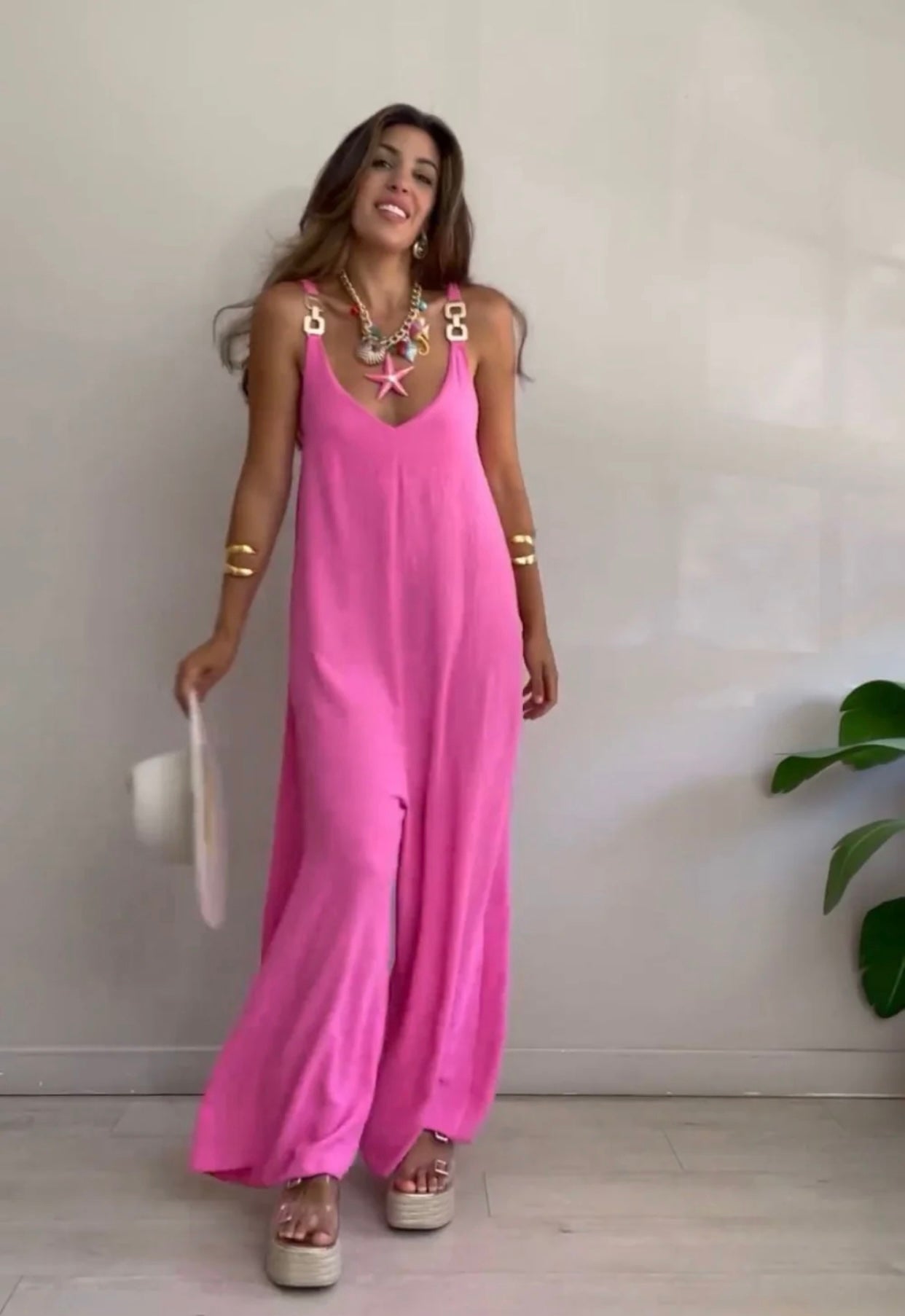 Iriana - Combinaison fluide avec boucles dorées