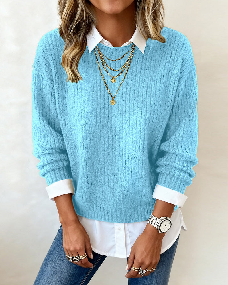 Lieneke - Pull femme effet deux pièces avec col chemise