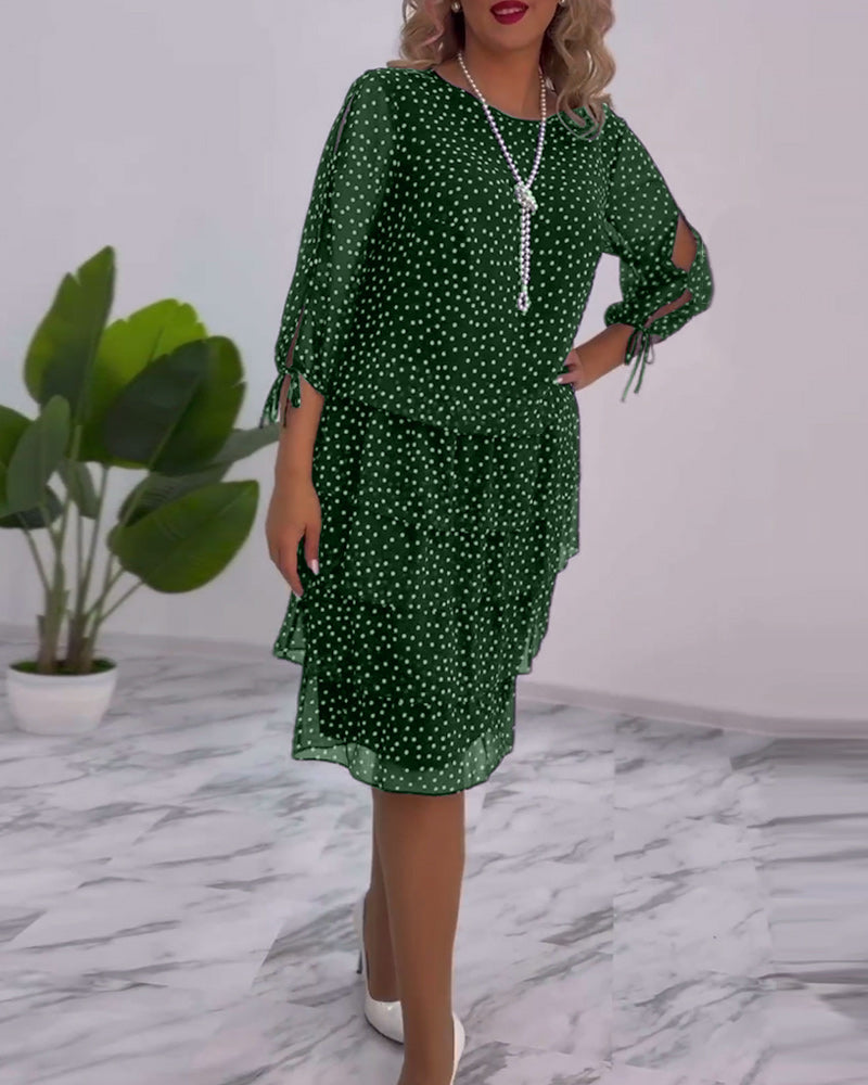 Camille - Robe à Pois Superposée Festive