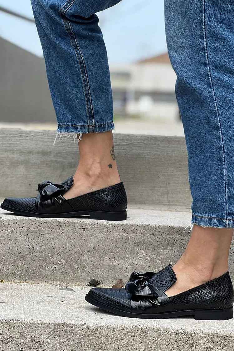 Guusje - Mocassins femme à nœud brillant et bout pointu