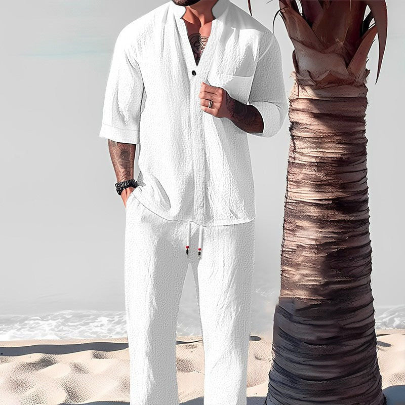 Victor - Ensemble deux pièces en coton pour hommes : haut et pantalon