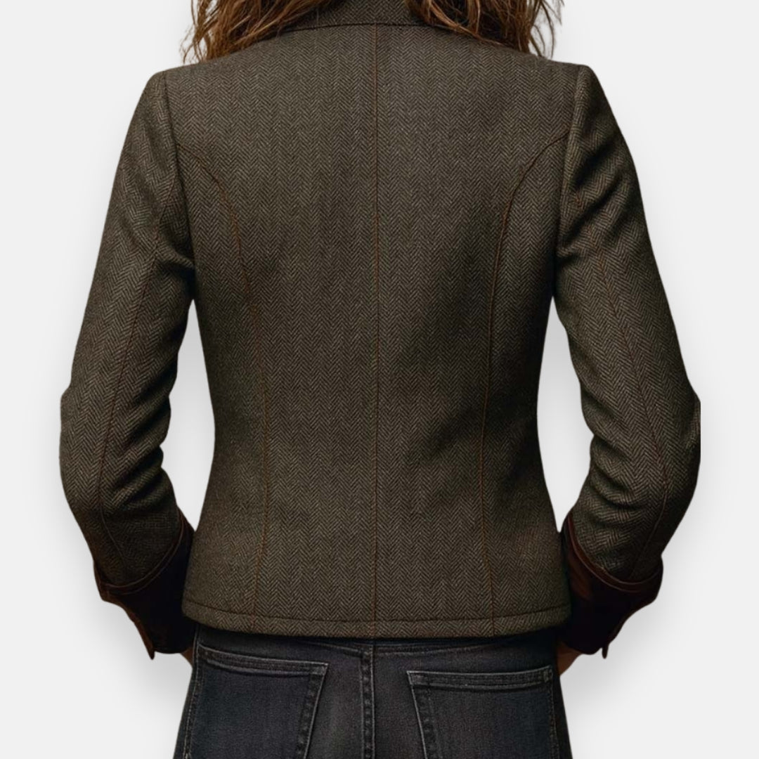 Marisoria - Veste Chic En Tweed Avec Finitions En Velours