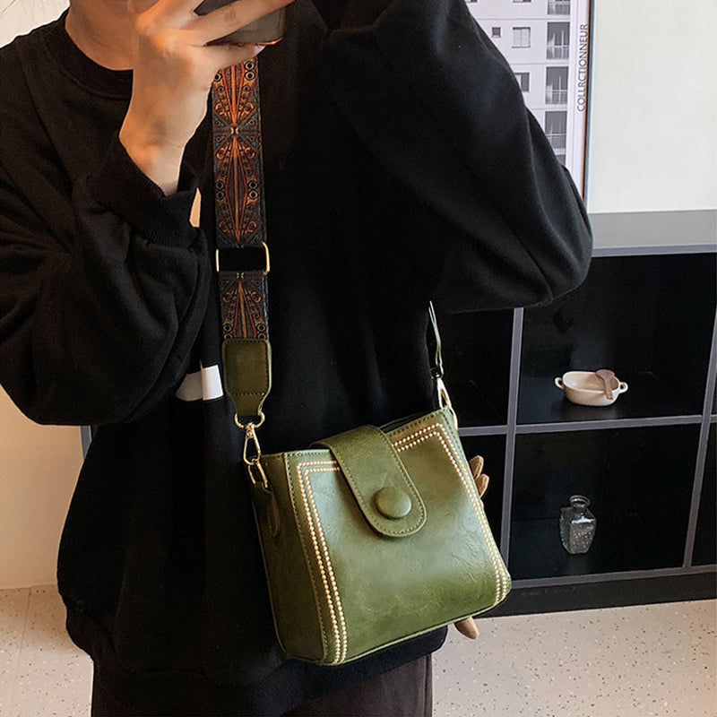 Marguerite - Sac Carré Rétro en PU Souple pour Femmes