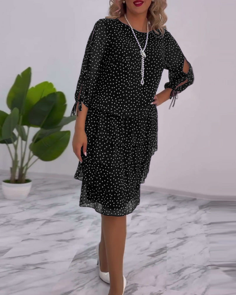 Camille - Robe à Pois Superposée Festive