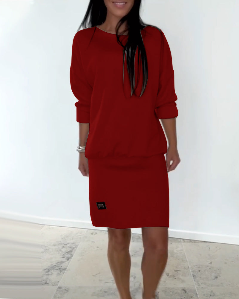 Jovirae - Robe Droite Décontractée à Manches Longues