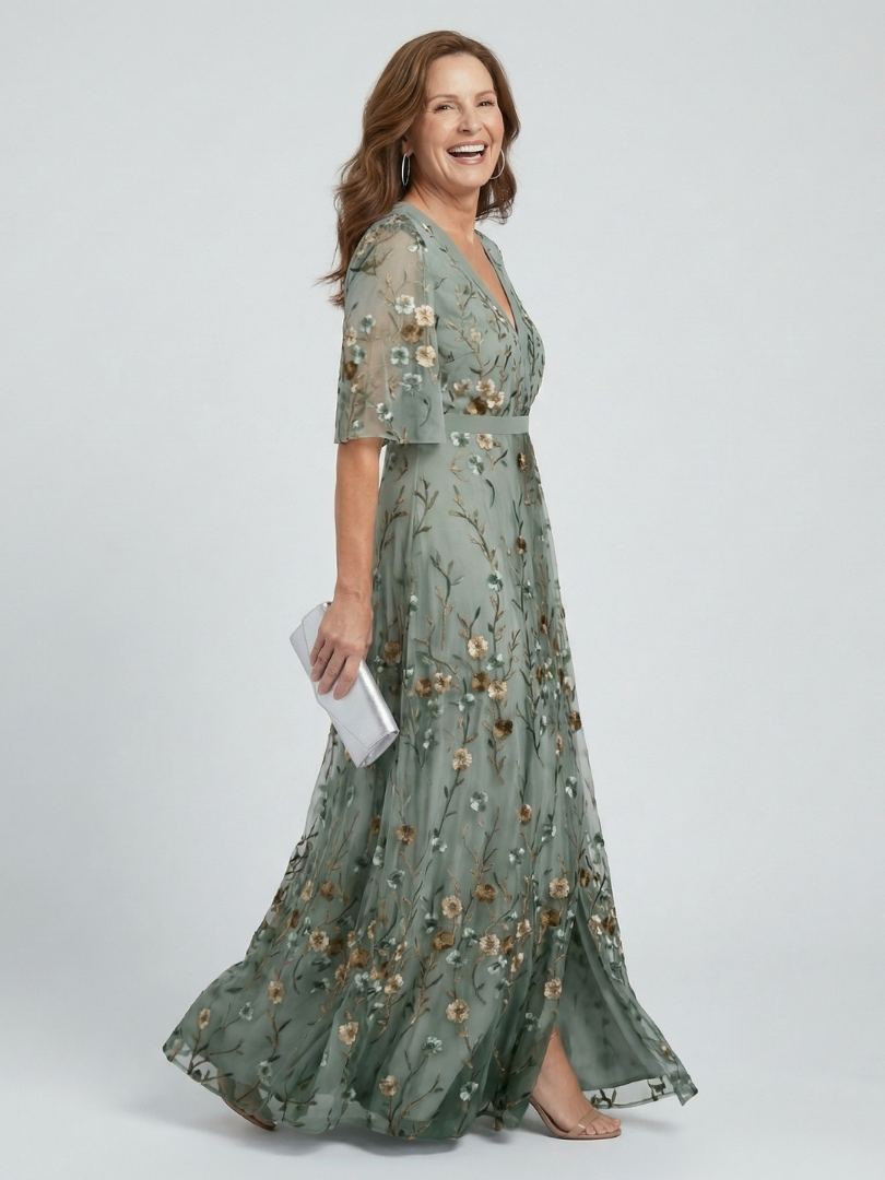 Eulalie - Robe longue femme fleurie avec col cache-cœur