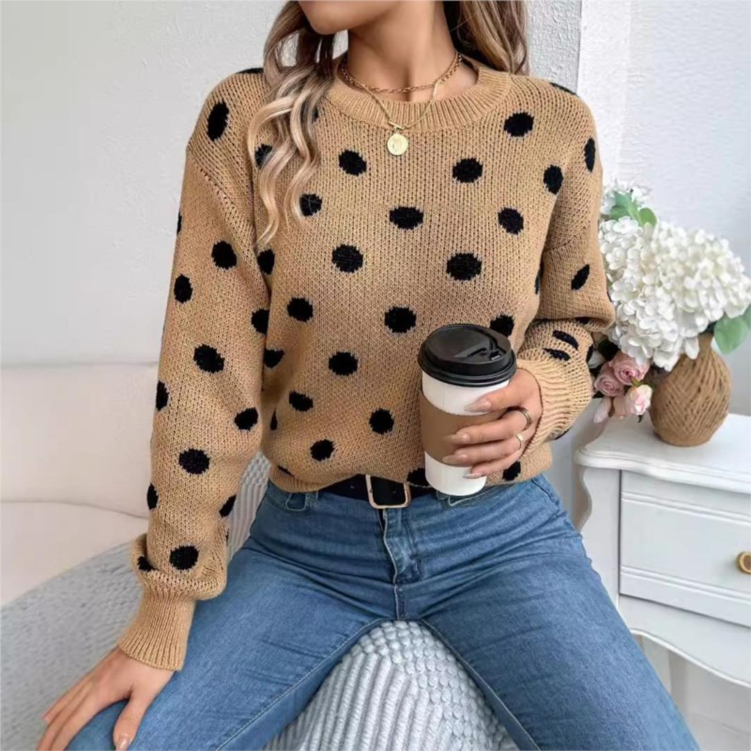 Maud - Pull Tricoté à Pois Élégant et Confortable