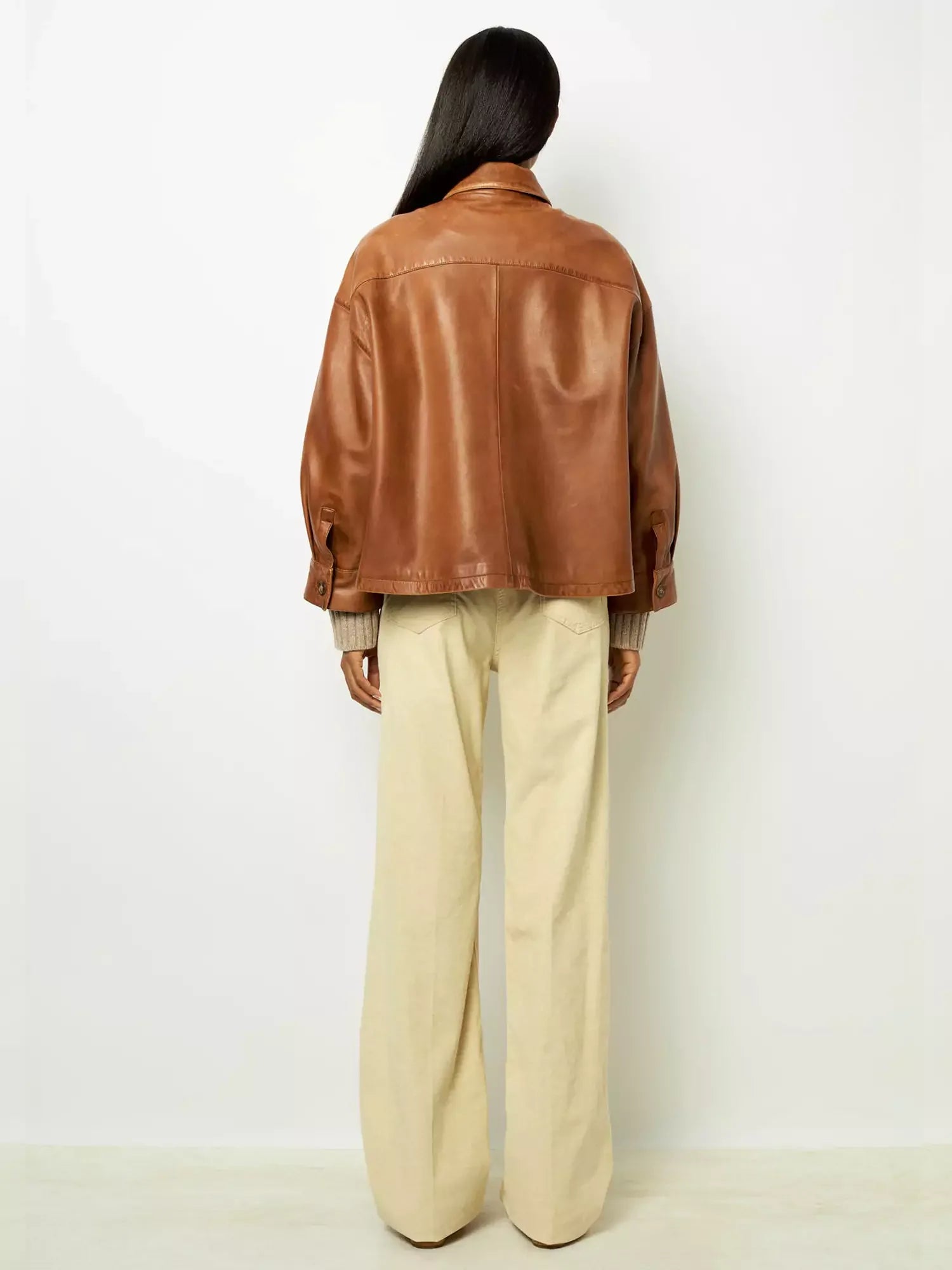 Maureen - Veste en Cuir Courte Minimaliste
