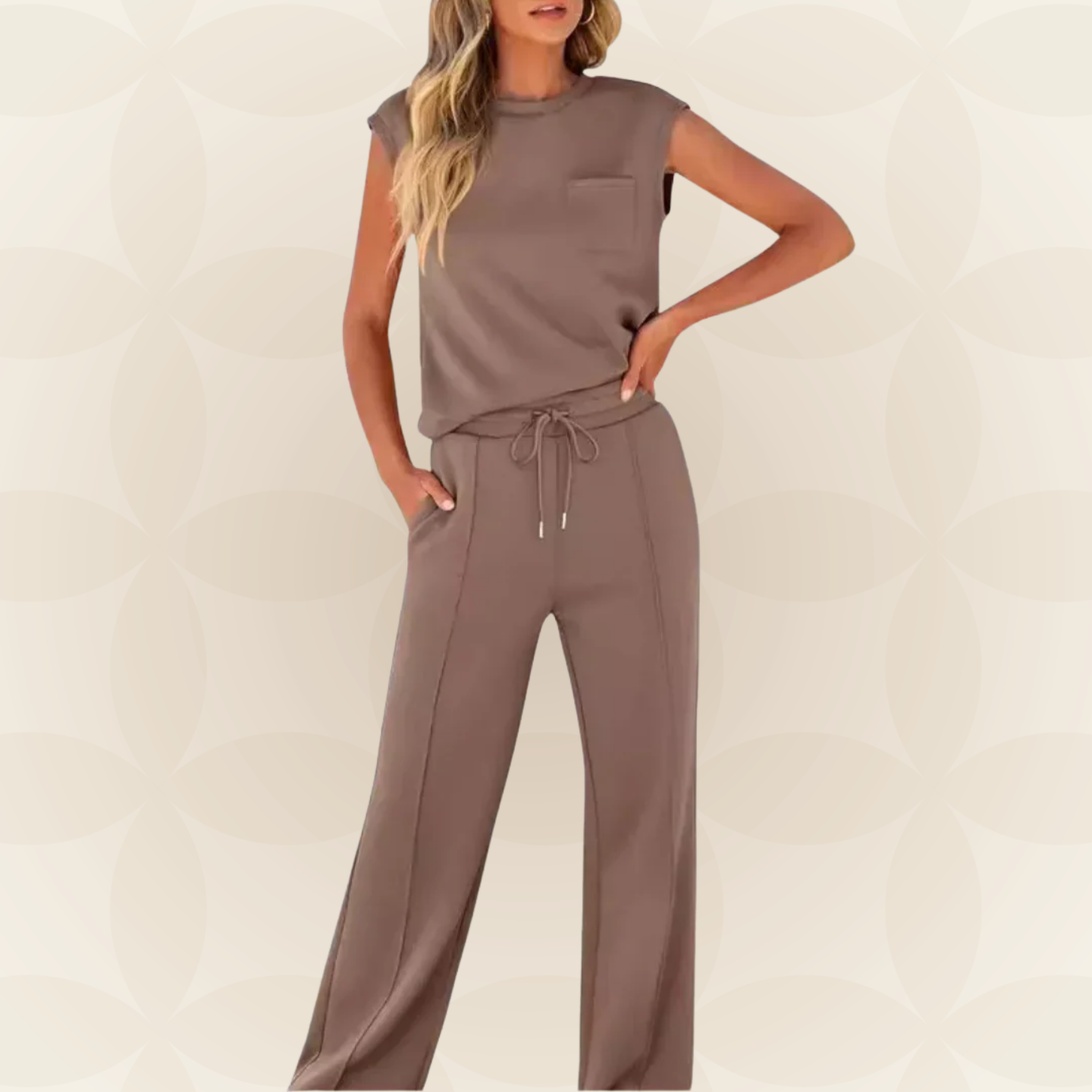 Rovessa - Ensemble détente femme deux pièces avec pantalon large