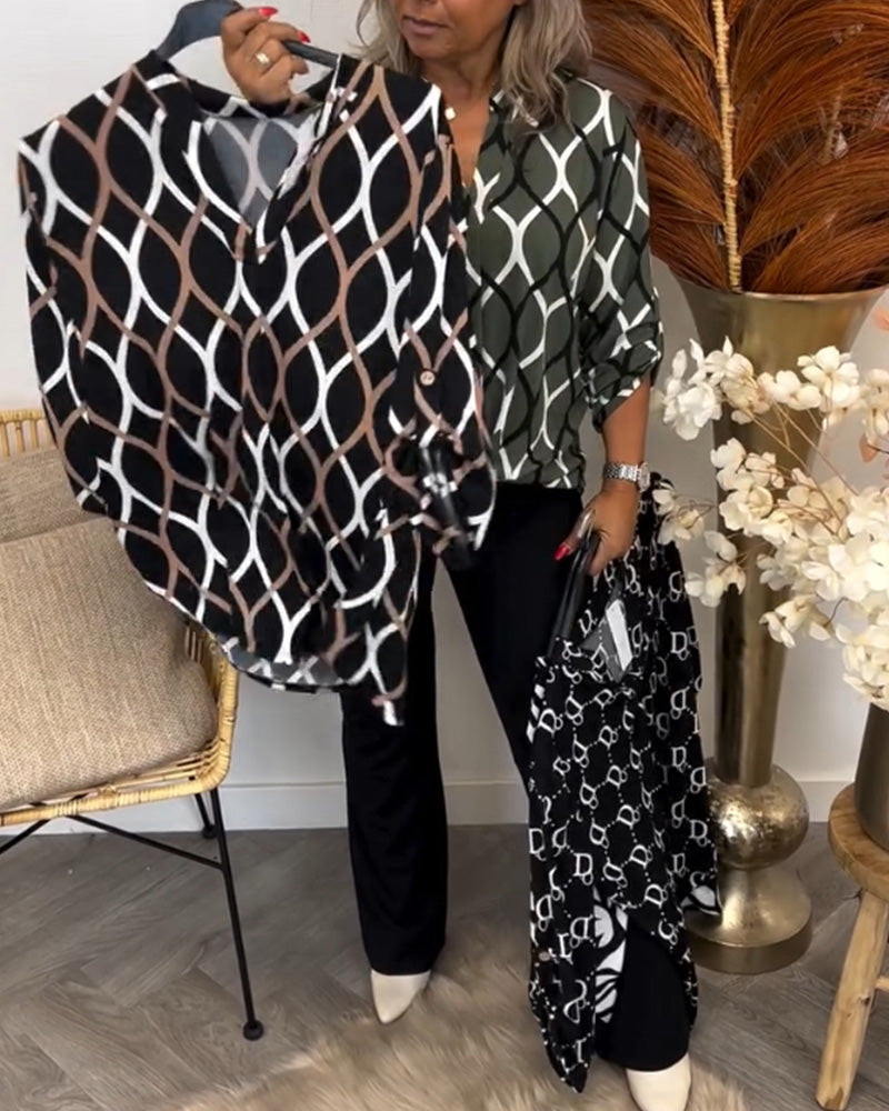 Florina - Blouse Décontractée à Manches Longues et Motif Élégant