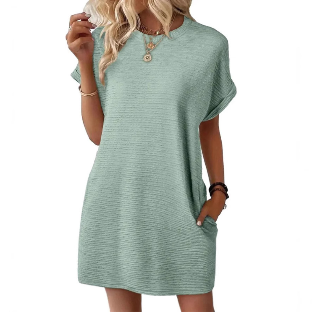 Aurellia - Robe d’été femme à col rond et coupe décontractée