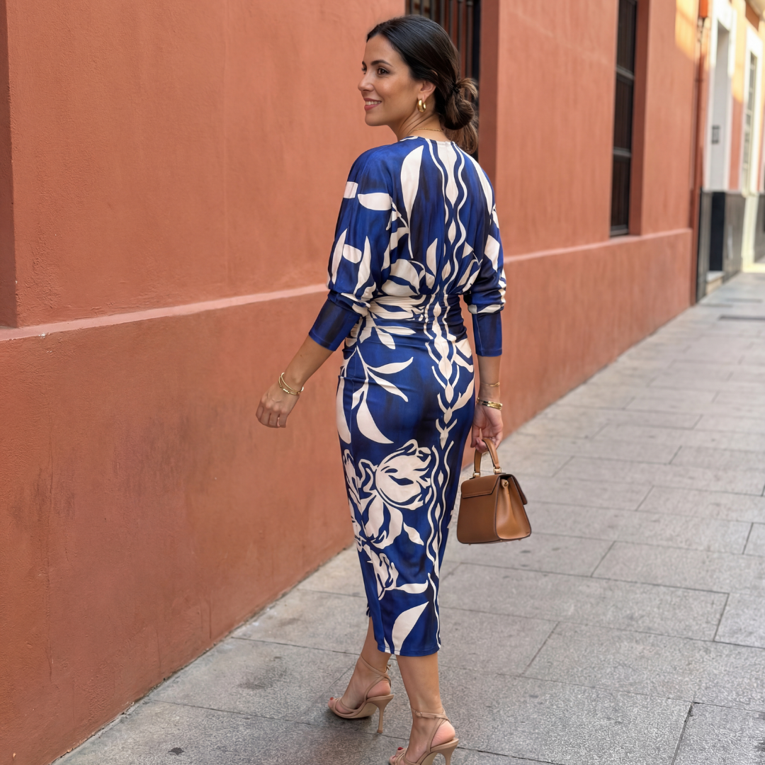 Isadora - Robe Maxi Femme Fluide Décolleté V Coupe Croisée Taille Ajustée Élégante