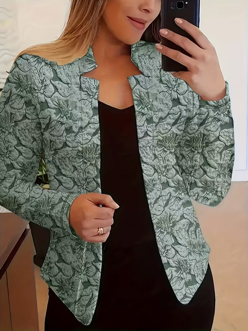 Mylène - Blazer femme floral à col structuré et manches longues