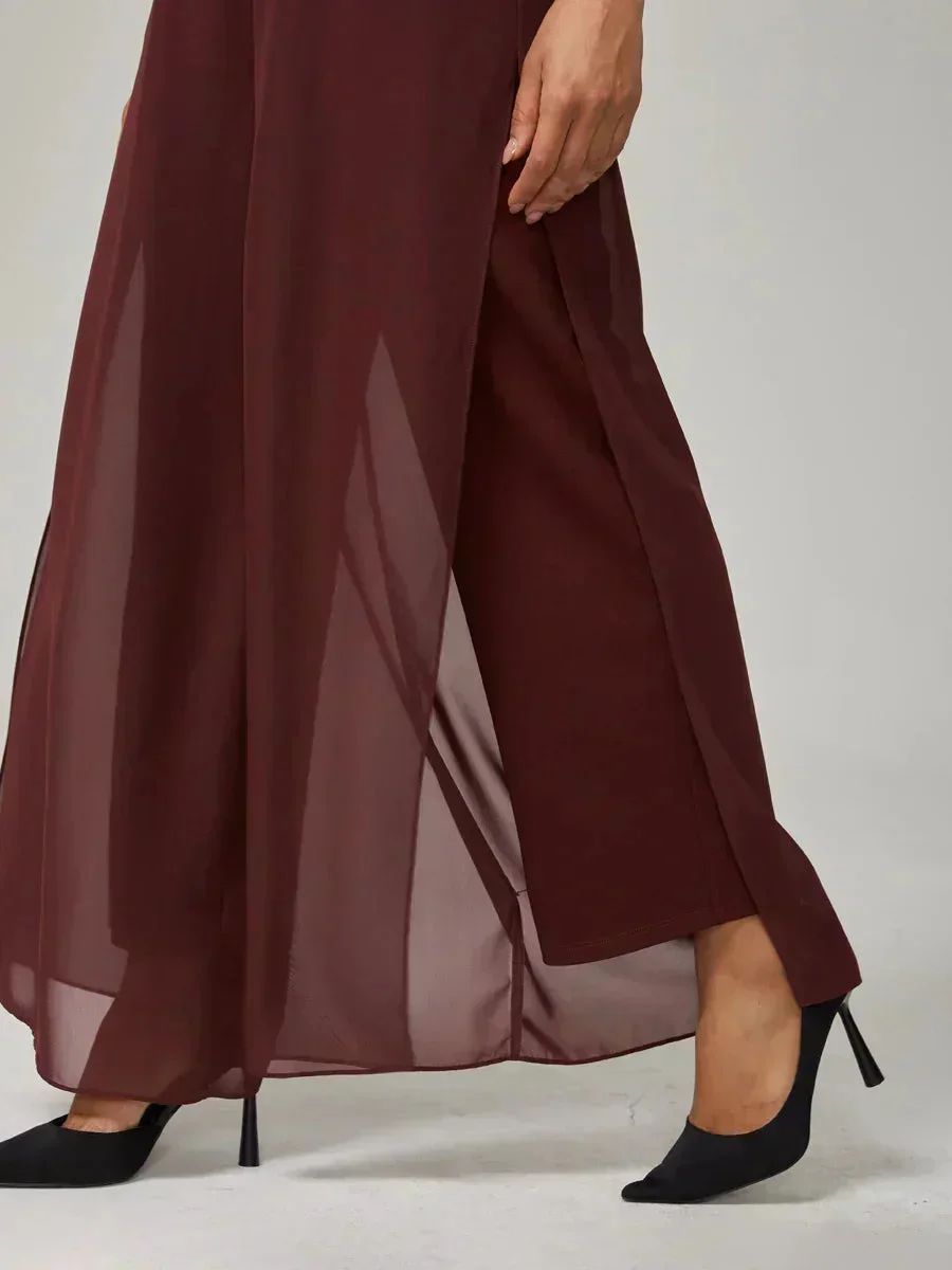 Marilivra - Pantalon À Jambes Droites Avec Fente En Chiffon