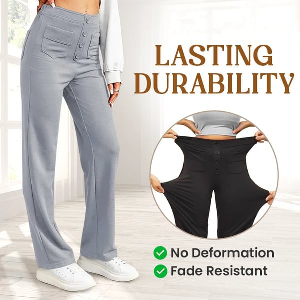 Nara - Haute élasticité - Pantalon décontracté taille haute à jambe droite