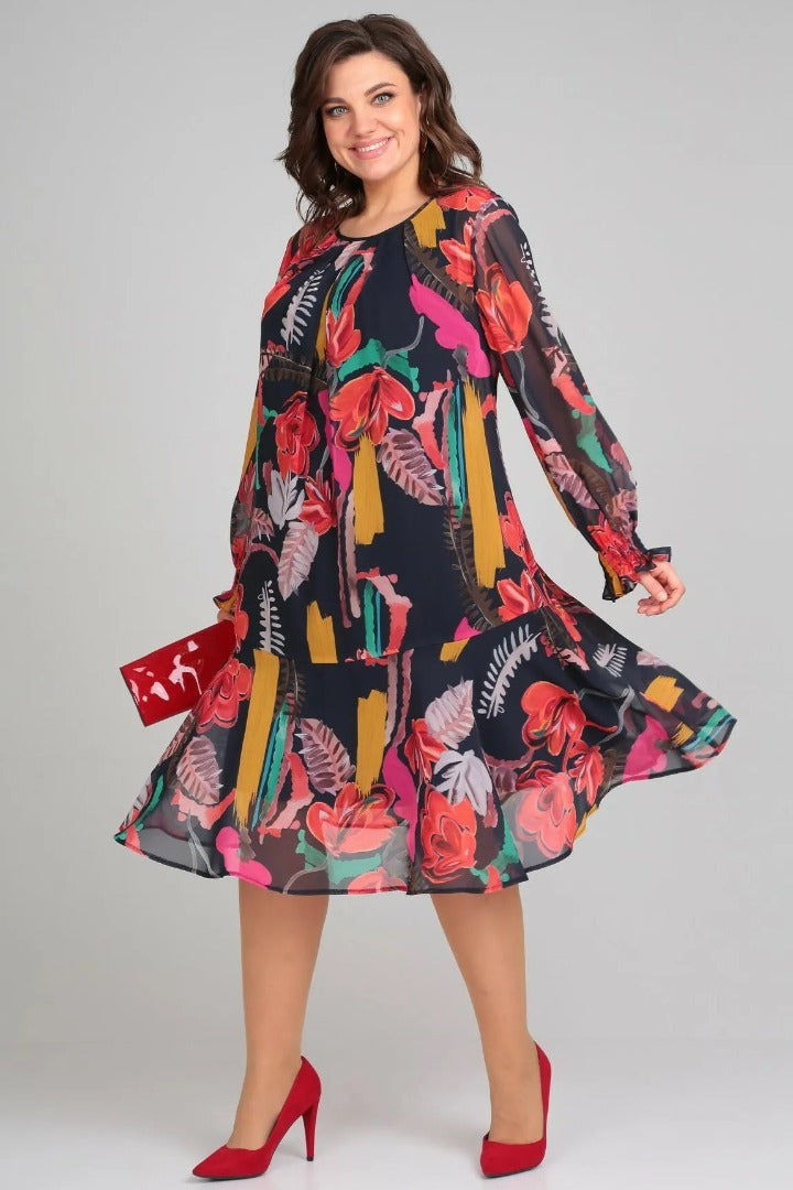 Brisette - Robe Midi Fleurie Élégance Moderne