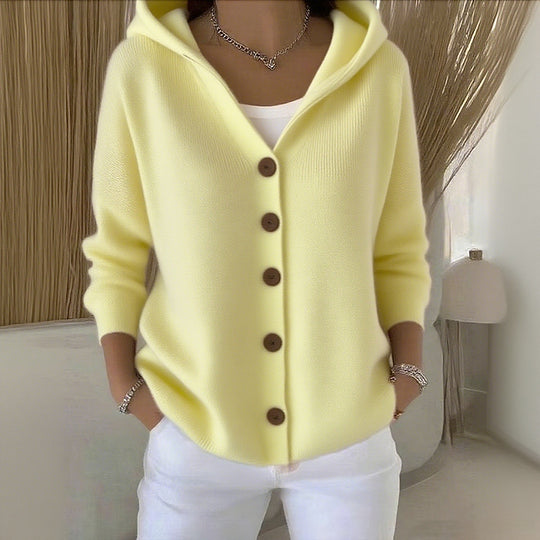 Julot - Cardigan femme en coton, uni, confortable et décontracté, à manches longues