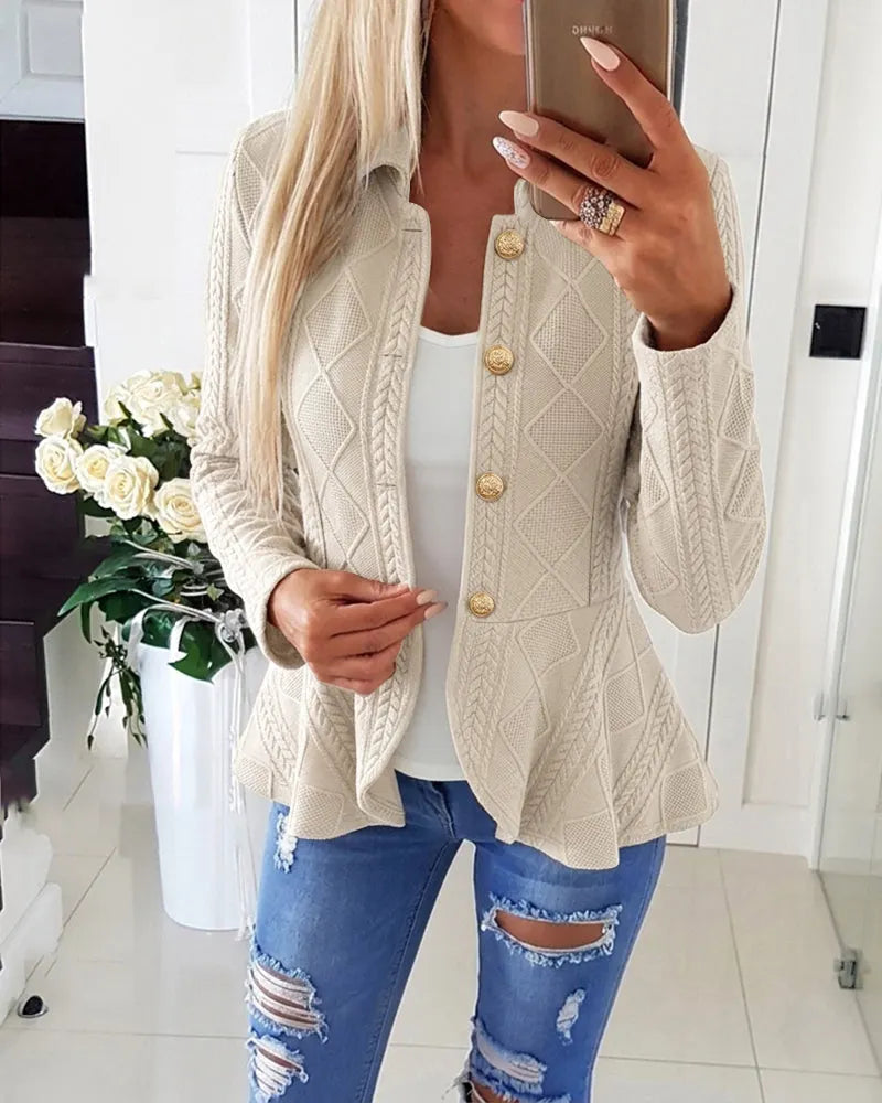 Geeske - Cardigan femme à motif chevron et argyle avec col rabattu