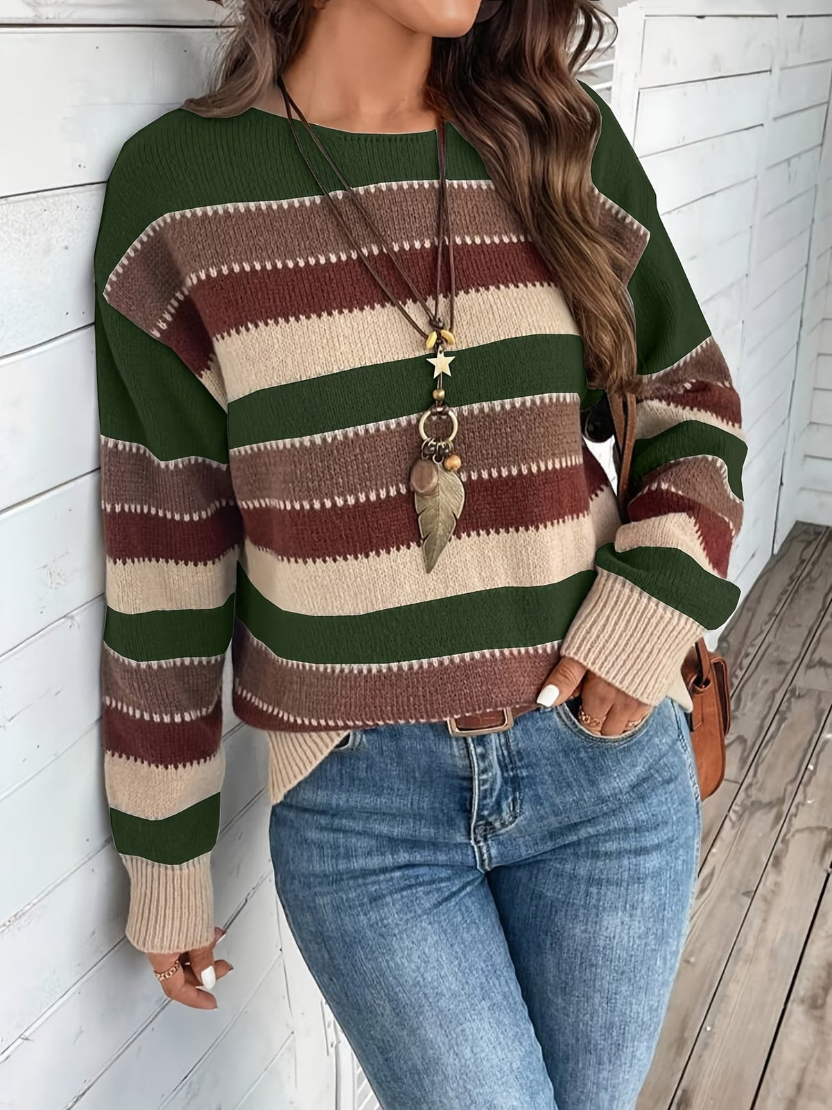 Lucette - Pull femme rayé en maille à manches longues