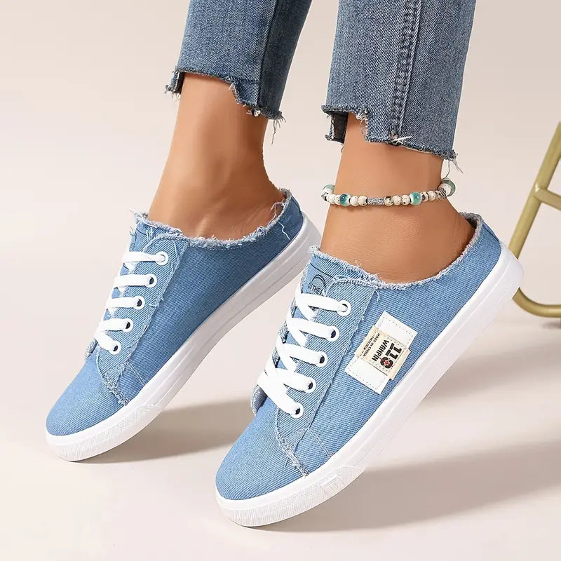 Cyrelia - Chaussures en toile lacées plates tendance et confortables qui vont avec tout