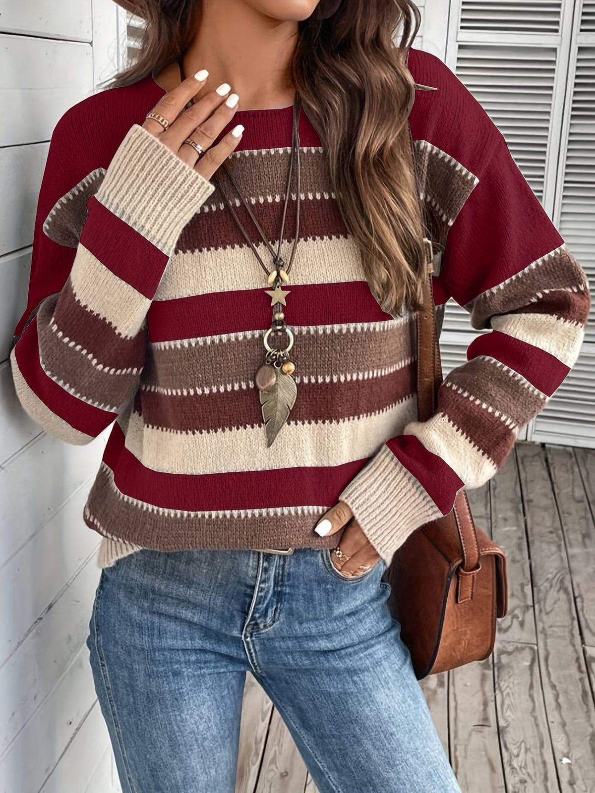 Lucette - Pull femme rayé en maille à manches longues