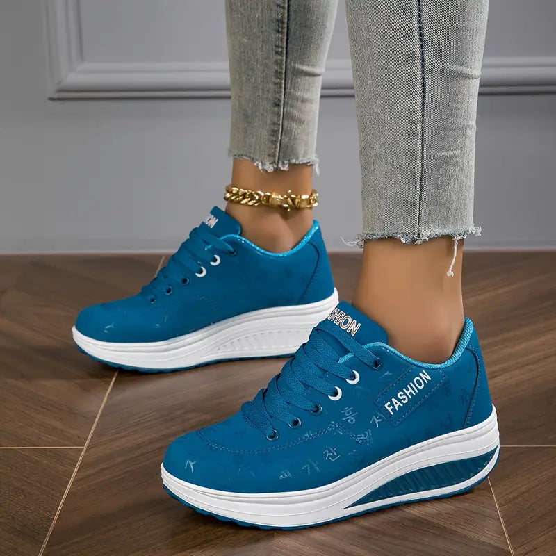 Brelina - Baskets femme plateforme lacets cuir synthétique confort quotidien