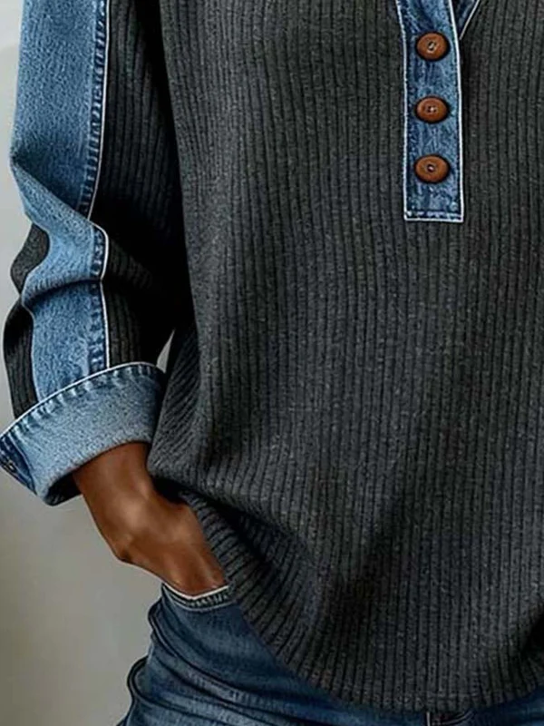 Marisolenne -  Sweatshirt Casual À Surpiqûres Contrastées